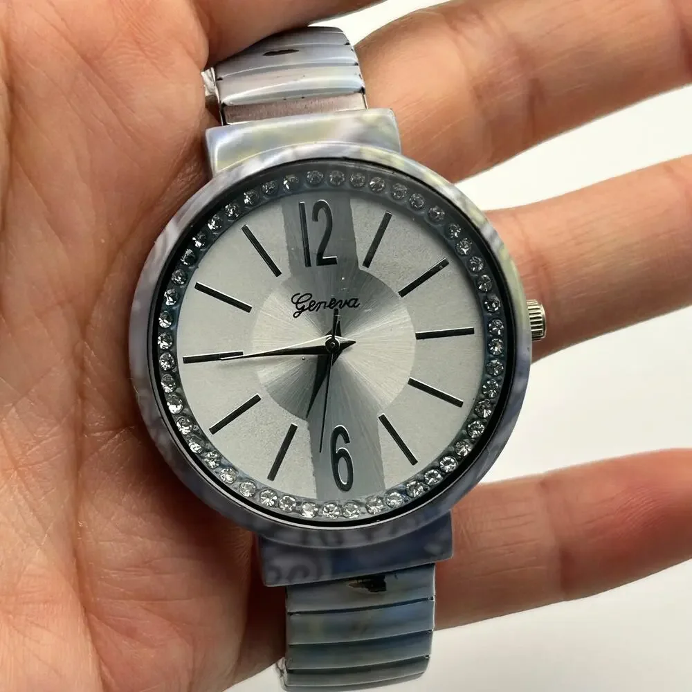 Geneva Pastel Iridescent Watch with Crystal-accented Bezel Working New Battery
